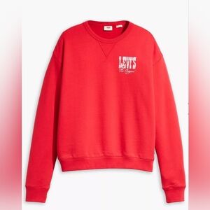 Levi's Graphich Signature Crewneck Sweatshirt in Vibrant Red,Size Large